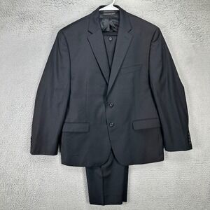 Lauren Ralph Lauren Wool Suit Pants 2 Piece Mens 42S 38X28 Black 2 Button Pocket